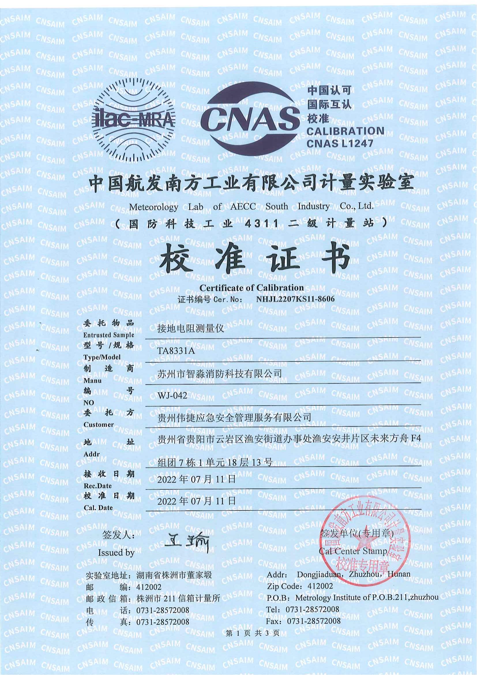 绝缘电阻测量仪校准报告